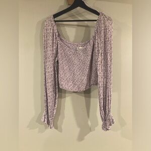 Hollister Crop Long Sleeve Floral Top Size L